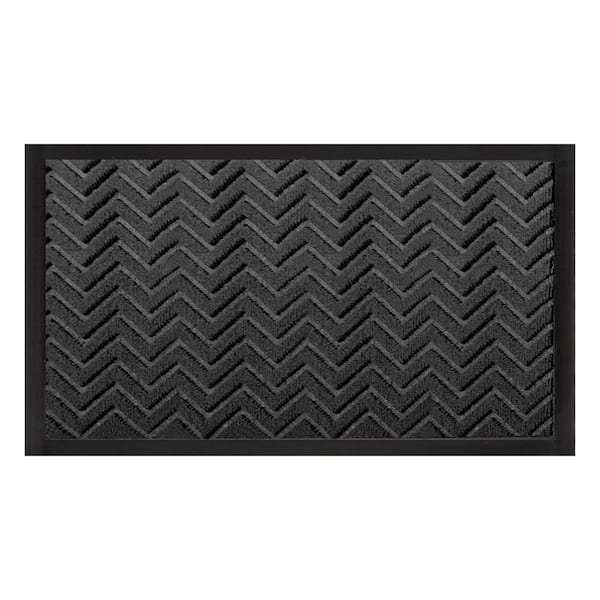 23.62 in. x 35.43 in. Outdoor Rubber Anti Slip Floor Mat, Non-Slip Dust-Trapping Entryway Doormat in Black