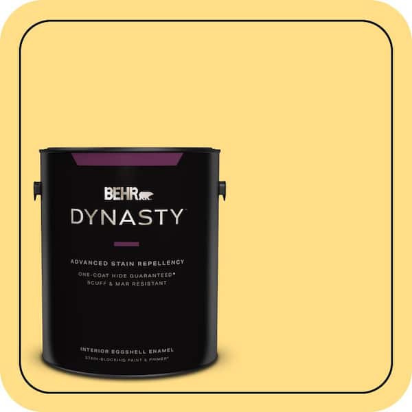 BEHR DYNASTY 1 gal. #330B-5 Yellow Corn Eggshell Enamel Interior Stain-Blocking Paint & Primer