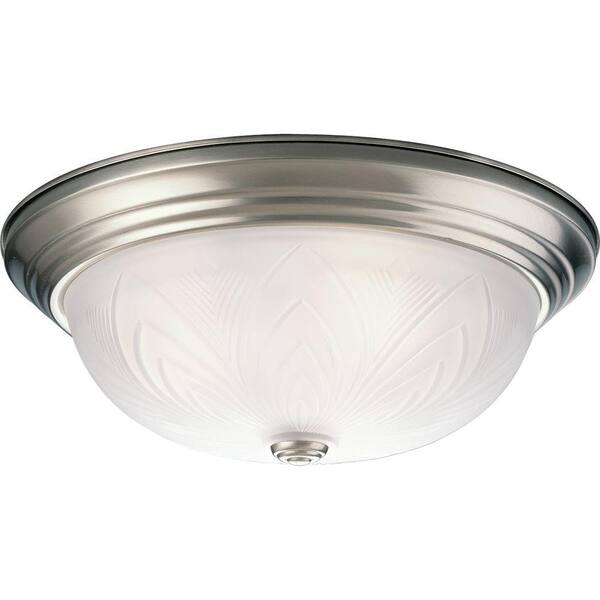 Progress Lighting Etched Glass Collection 3-Light Brushed Nickel Flushmount