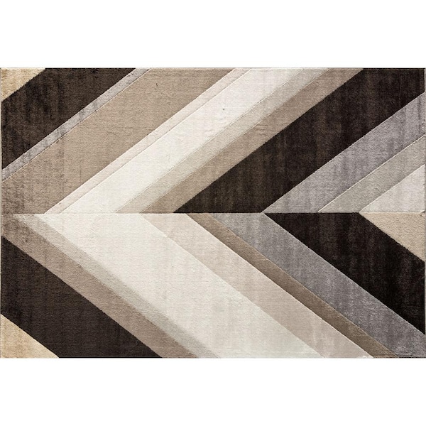 Unbranded Vera Brown Chevron 2 ft. x 4 ft. Area Rug