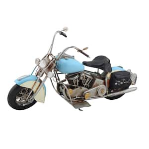 Vintage Style Metal Model Motorcycles in Light Blue