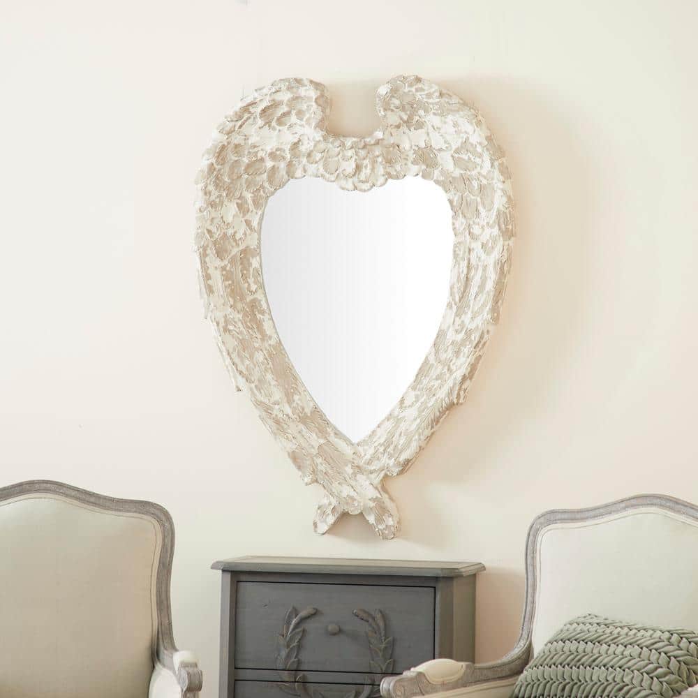 Angelica White Oval Wood Vanity Wall Mirror 31.5" x 44"