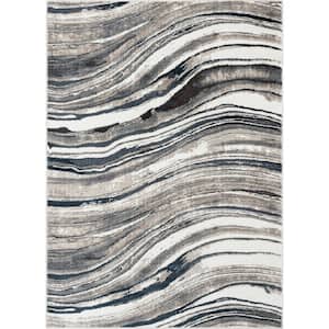 Verity Stella Grey 3 ft. 11 in. x 5 ft. 3 in. Modern Abstract Area Rug