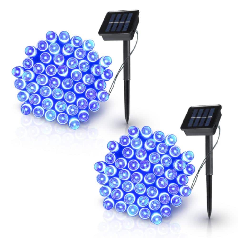 DARTWOOD String Lights - Outdoor Decorative Solar Fairy Lights for Your House, Yard or Garden (2-Pack in Blue) SolarStringLight2pBlueUS - The Depot