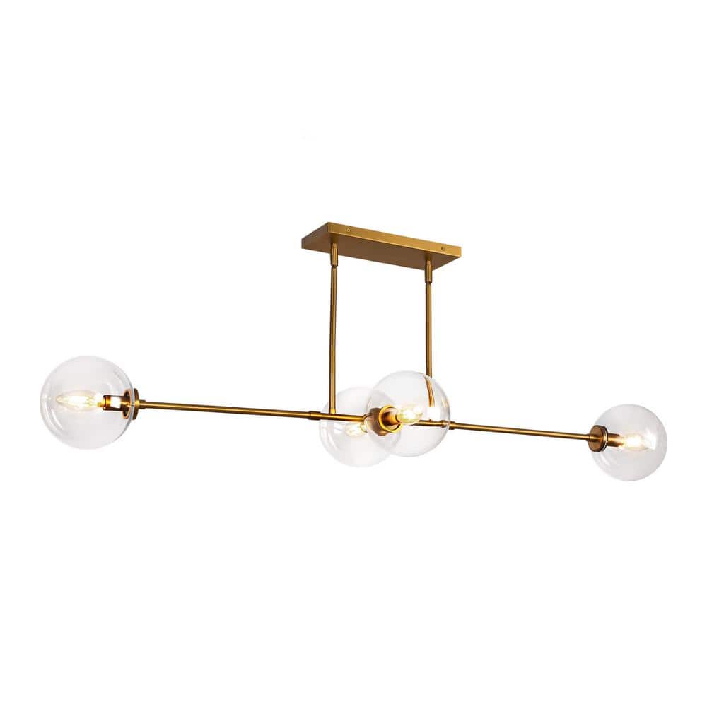 Cassia Aged Brass and Clear Glass 4-Light Pendant