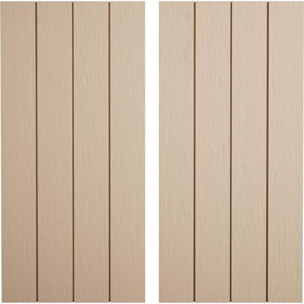 22 in. x 40 in. Timberthane Polyurethane 4-Board Joined Board-n-Batten Rough Sawn Faux Wood Shutters, No Batten Pair price history on PriceWatchPro