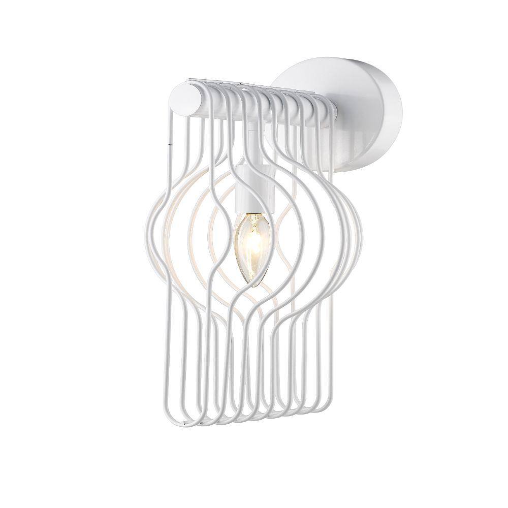 Sleek White Steel Dimmable Wall Sconce, 7.75in