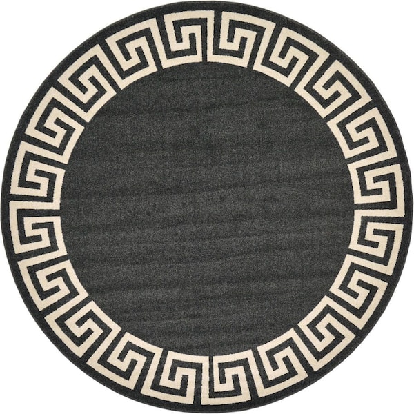 Unique Loom Athens Modern Charcoal 8' 0 x 8' 0 Round Rug
