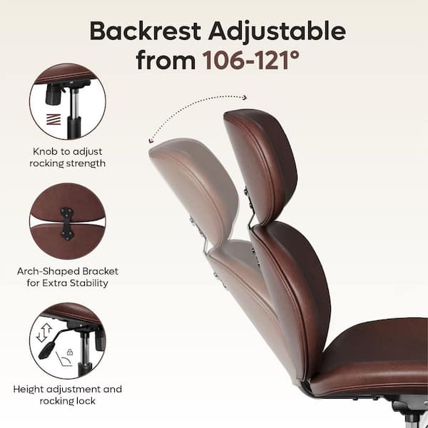 Modern Dark Brown PU Leather Swivel Chair with Ottoman Lounge Chair Recliner Occasional Chair for Living Room and Office