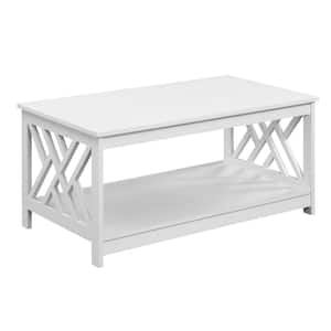 Titan 39.5 in. L x 18 in. H White Rectangular MDF Coffee Table with Shelf