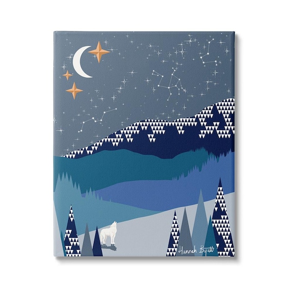 Stupell Industries Winter Night Landscape by Hannah by att 1-Piece Unframed Graphic Print Nature Poster Art Print 30 in. x 24 in.