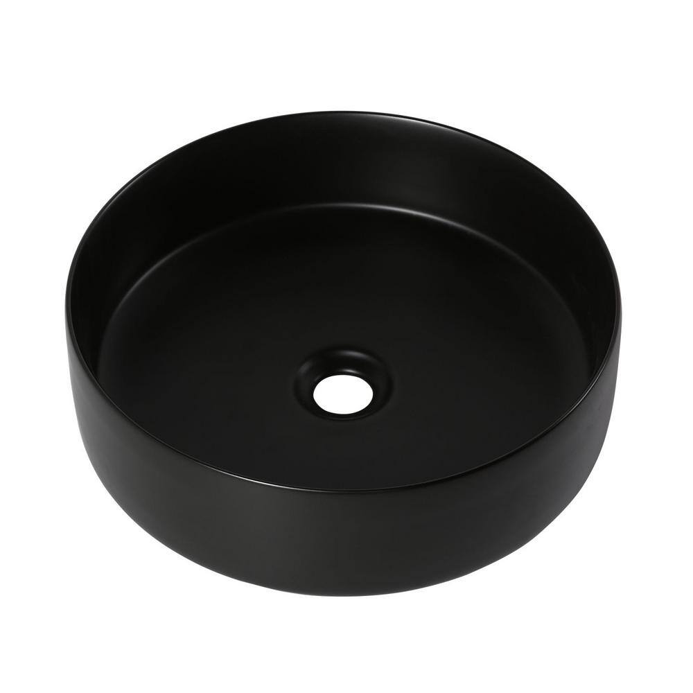 Anky Matte Black Ceramic 16 in. Round Bathroom Vessel Sink price history on PriceWatchPro