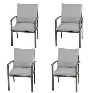 Modique 4-Piece Aluminum Patio Dining Chairs with Light Gray Cushions