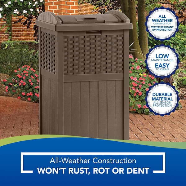 Patio Trash Can Cute Wicker Waste Container Indoor-Outdoor Home Yard Garden Garbage Box UV & Weather Resistance Resin & e-Book by jn.widetrade.