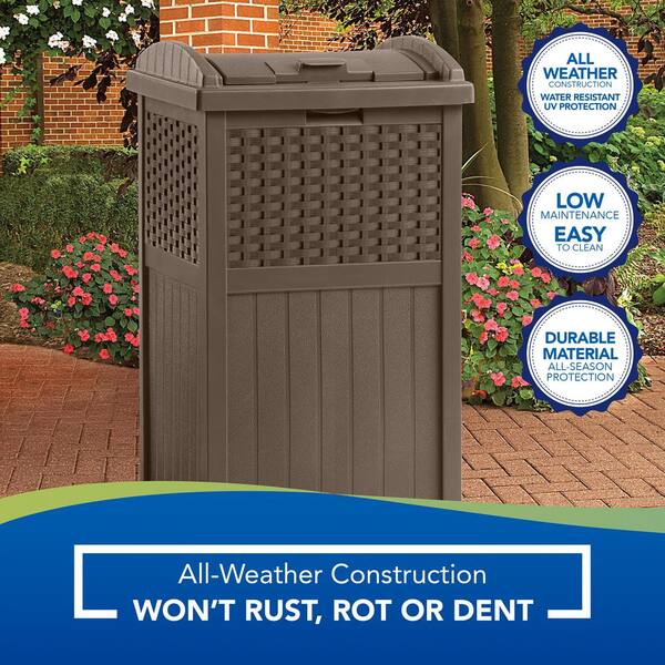 Suncast Resin Wicker Trash Hideaway Ghw1732 The Home Depot - Decorative Outdoor Patio Trash Can Suncast Resin Wicker Trash Hideaway Ghw1732 The Home Depot - Decorative Outdoor Patio Trash Can