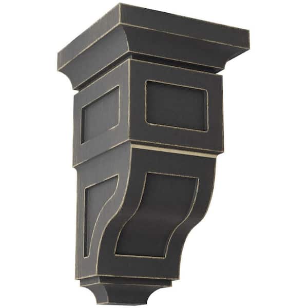 Ekena Millwork 5 in. x 10 in. x 5-3/4 in. Black Medium Reyes Wood Vintage Decor Corbel