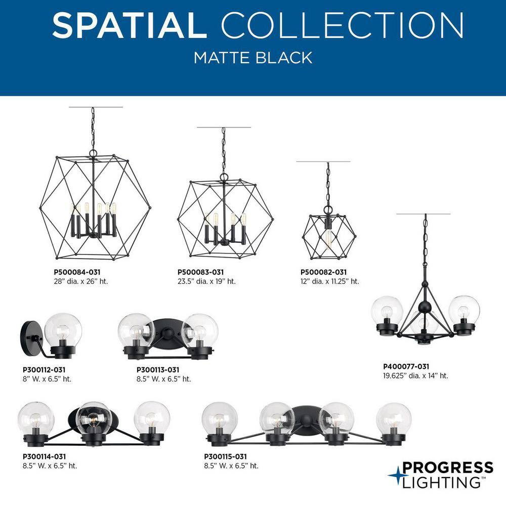 Matte Black 2-Light Bath Vanity Fixture with Clear Globe Shades