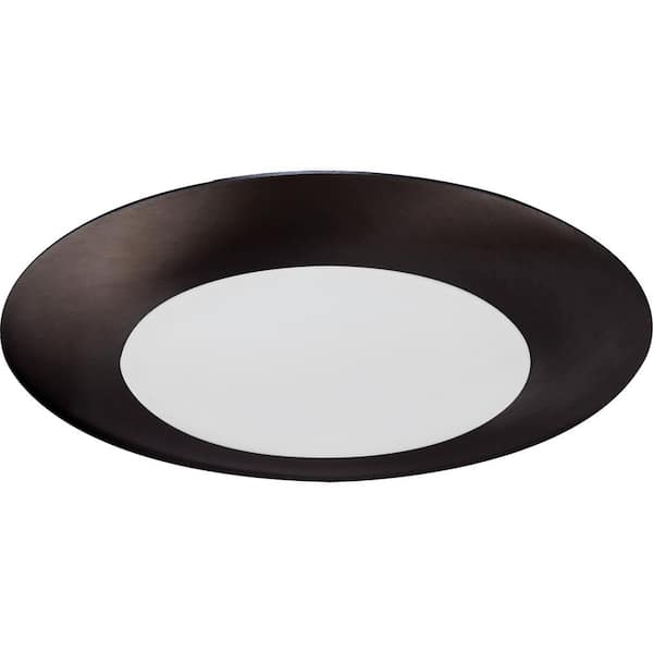 Mini 1-Light Antique Bronze Aluminum LED Indoor/Outdoor Surface Ceiling Flush Mount/Wall Sconce with Lens, Round Trim