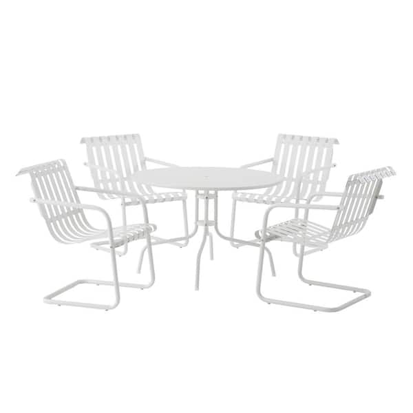 CROSLEY FURNITURE Gracie White 5-Piece Metal Outdoor Dining Set