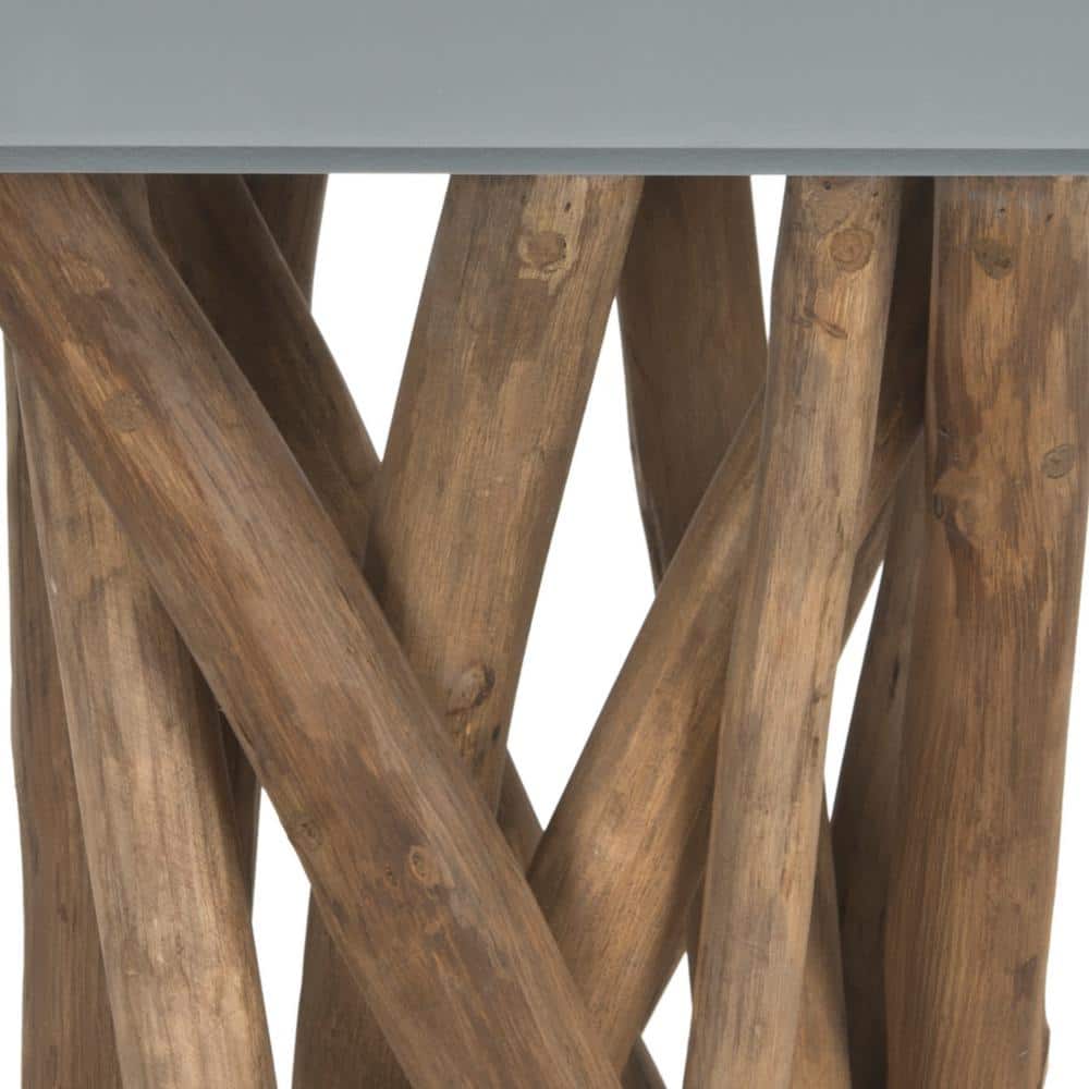 Hartwick Transitional Square Gray Teak Branch Side Table