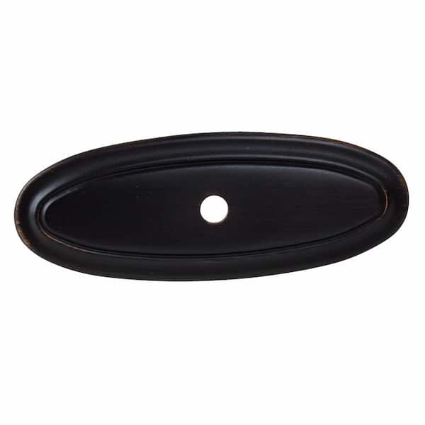 3 in. Oil Rubbed Bronze Classic Thin Oblong Cabinet Knob Backplate (10-Pack)