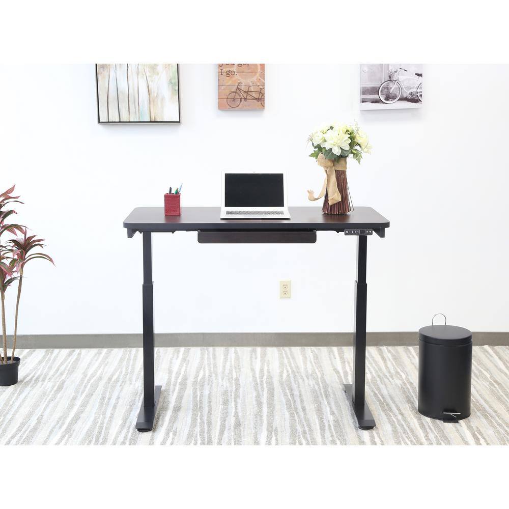 Gray Adjustable Height Desk with Drawer and USB Port