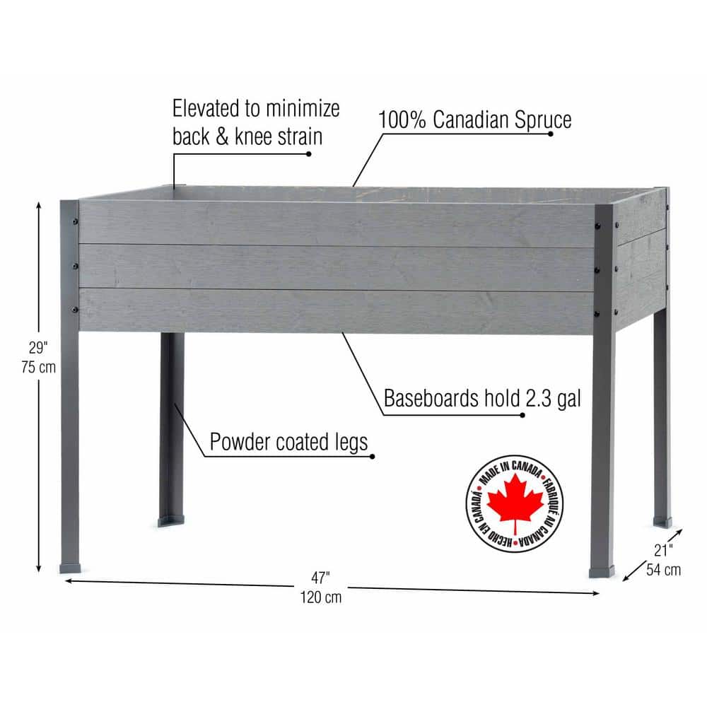 Gray Spruce and Steel Elevated Outdoor Planter Box