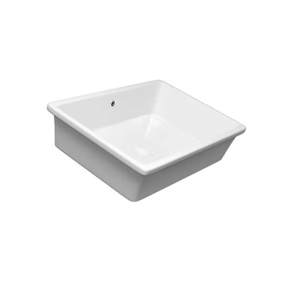 JimsMaison 20 in. Drop-in Bathroom Sink in White Ceramic