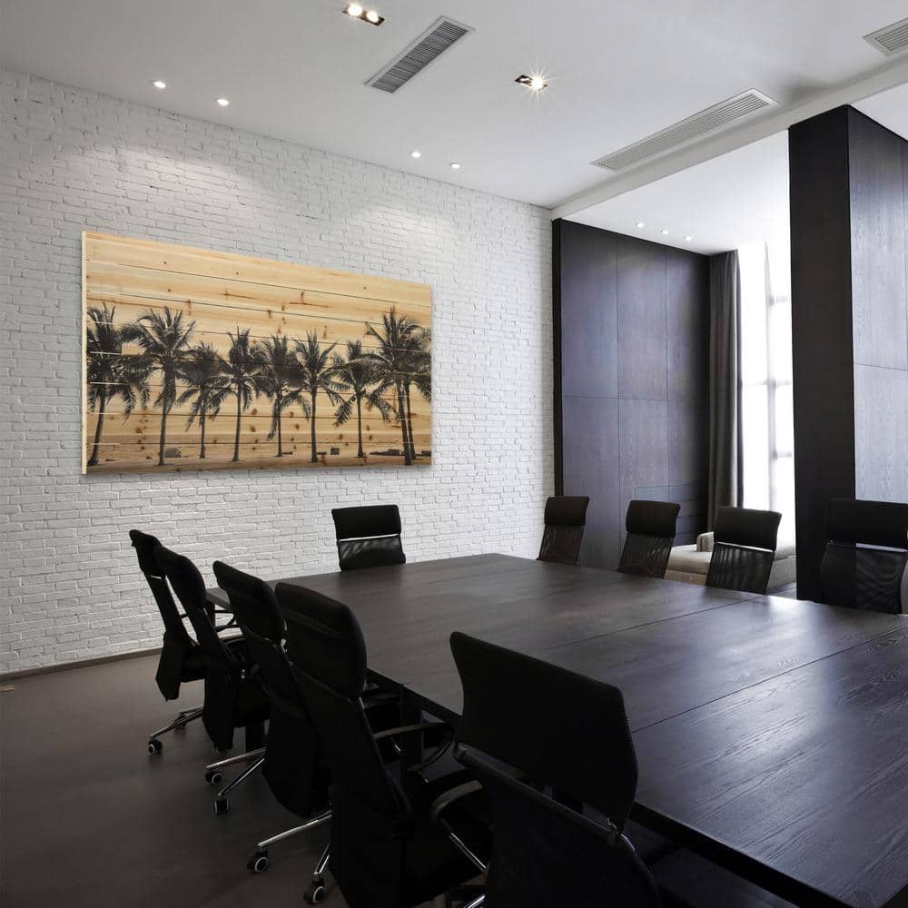 Solitary Beach Black and Beige Solid Fir Wood Wall Art