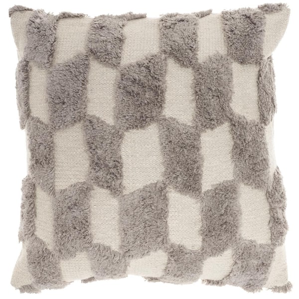 57 GRAND BY NICOLE CURTIS Nicole Curtis Light Gray Geometric 18 in. x 18 in. Throw Pillow