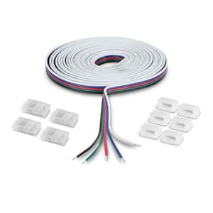 13 ft. Connector Cord LED Strip Light Accessory Pack (RGB+W) (4 Wire-to-Tape Connectors, 6 Wire Mounting Clips)