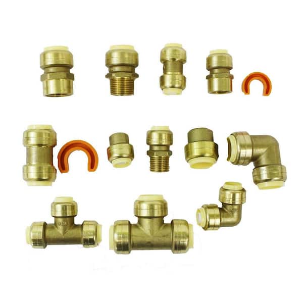 1/2 in. x 3/4 in. Push-To-Connect Brass Assorted Fittings Contractor Push  Fit Kit (14-Piece) 440001AP - The Home Depot
