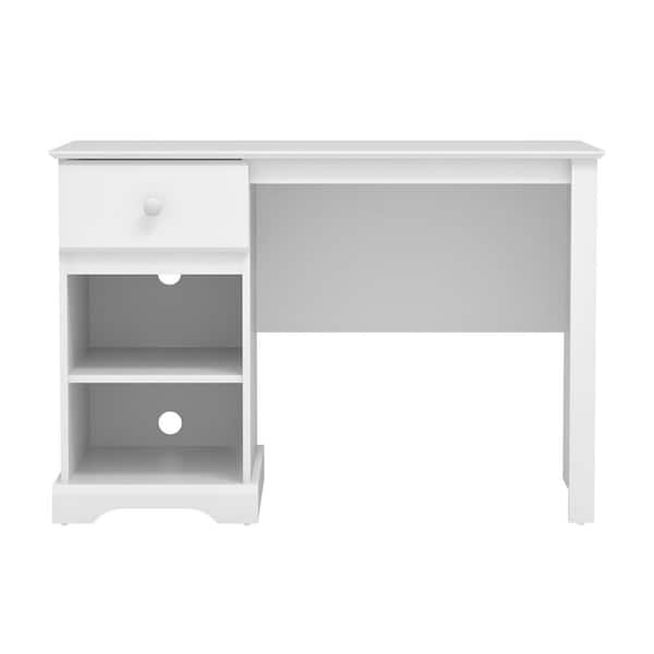 Hillsdale Furniture Baylor 42.75 in. W Rectangle White Wood 1-Drawer Computer Desk with 1-Drawer and 2-Shelf Storage