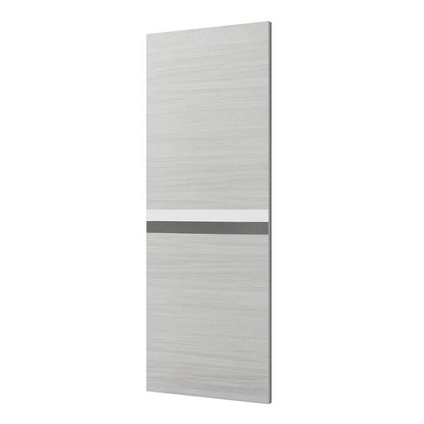 WEGATE 28 in. x 84 in. Gray Melamine Barn Sliding Door Panel with Track Hardware Kit, MDF, Barn Door Slab
