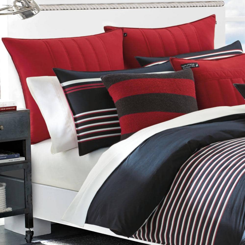 Full Red Cotton Reversible Sham Set