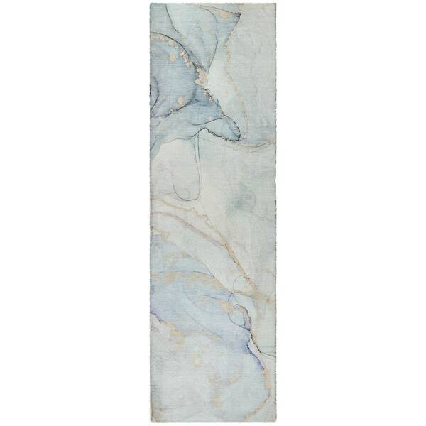 Dream Shag Premium Machine Washable Abstract ADS523 Sky 2 ft. x 7 ft. Runner Rug