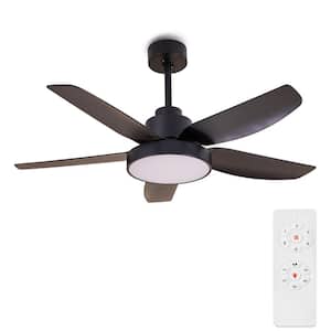 46 in. LED Indoor Black Ceiling Fan with Light and Remote Control 3 Colors Adjustable and Reversible DC Motor