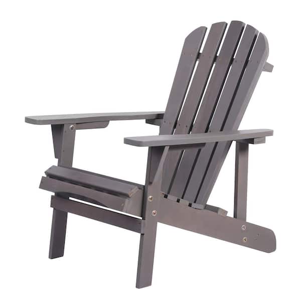 COOLSHARK Wood Outdoor Adirondack Chair with Backrest Inclination, High Backrest for Garden/Backyard/Fire Pit/Pool/Beach Dark Gray