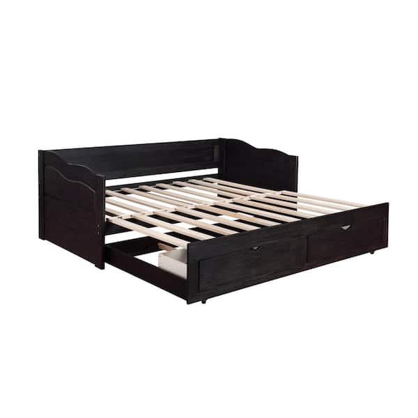 Furniture of America Aslan Convertible Black Twin Daybed With Drawers ...