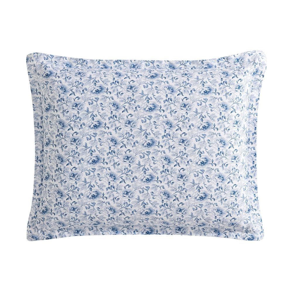 Lorelei Blue Floral Cotton Sateen Full/Queen Duvet Cover Set