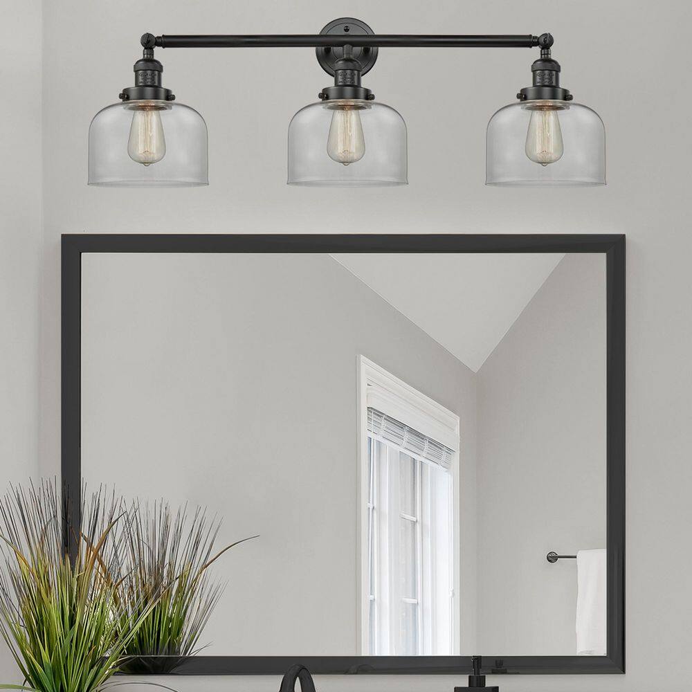 Bell 32 in. 3-Light Matte Black Vanity Light with Glass Shade price history on PriceWatchPro