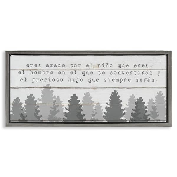 Stupell Industries Sweet Boy Gray Trees by Lil' Rue Gray Floater Frame Typography Graphic Art Print 14 in. x 31 in.