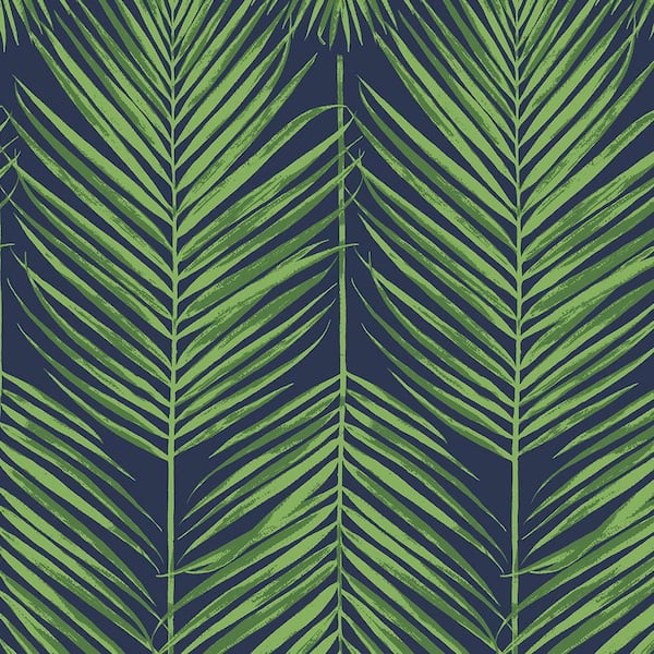 Seabrook Designs Moss Green and Blue Marina Palm Unpasted Nonwoven Wallpaper Roll 57.5 sq. ft.