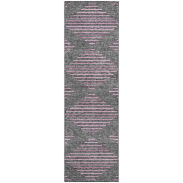 Mayfield Premium Machine Washable Abstract AMF1017 Gray 2 ft. 3 in. x 7 ft. 6 in. Runner Rug