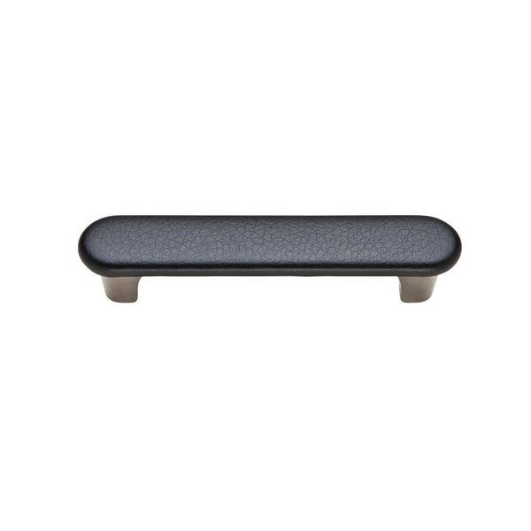 Knobware 3 in. Center-to-Center Black Sta Kleen Faux Leather Covered Muted Nickel Handle
