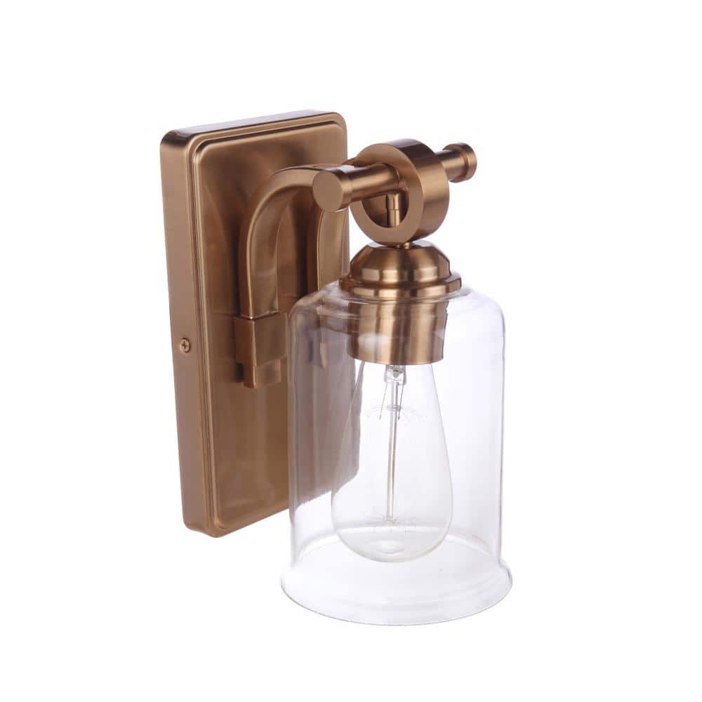 Elegant Romero Satin Brass Wall Sconce with Clear Glass Globe