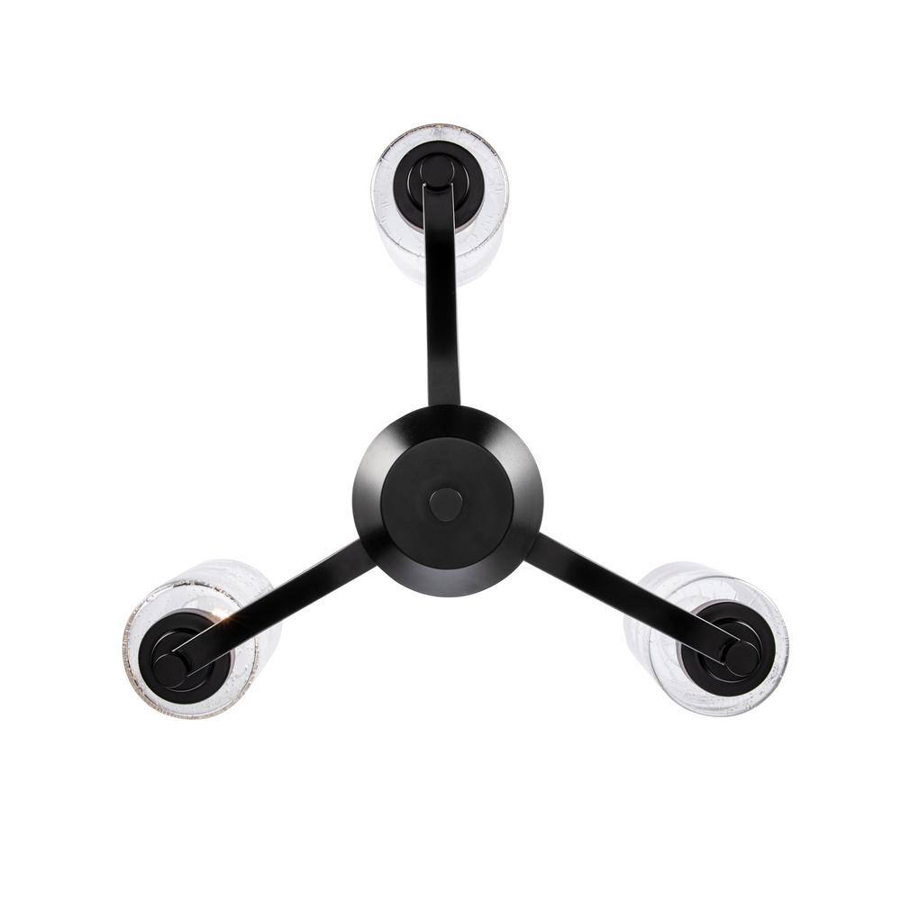 Simi Modern Black Mini Chandelier with Seeded Glass Shades