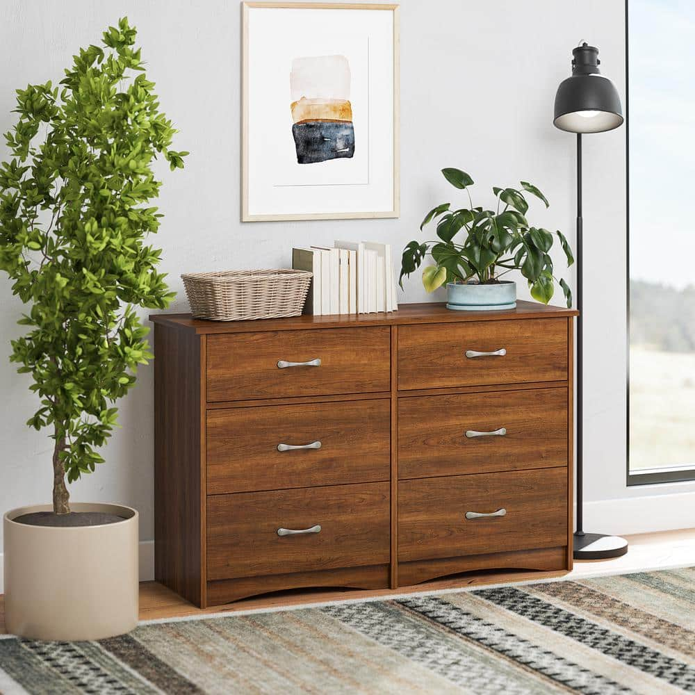 Jerry Hill Wide 6-Drawer Dresser, Brown Oak -  Ameriwood Home, 6701025COM