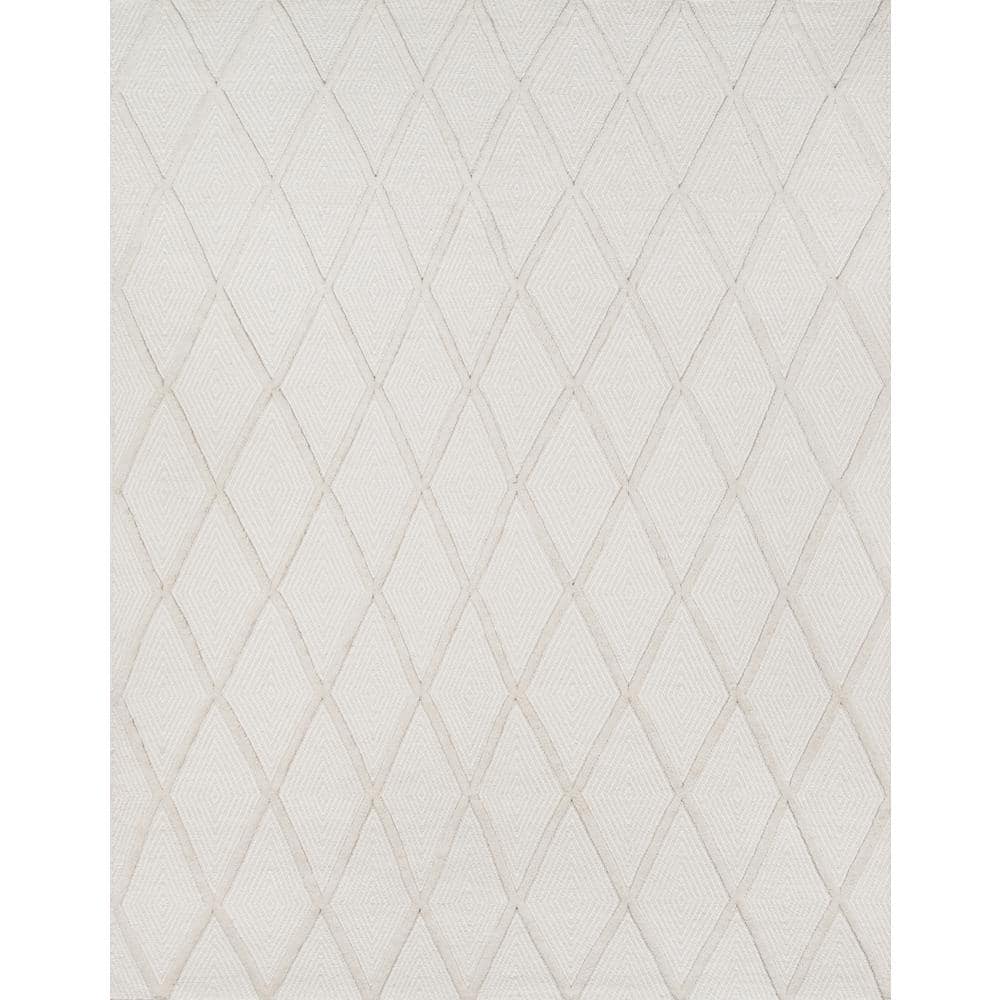 Langdon Beige Rectangular Wool Geometric Area Rug