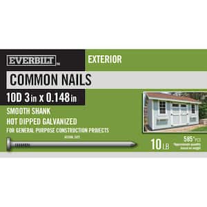 10D 3 in. Common Nails Hot Dipped Galvanized 10 lbs (Approximately 585 Pieces)